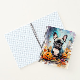 Cuaderno Bulldog francés de Halloween con calabazas temeros