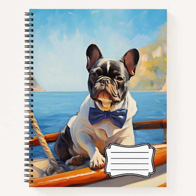 Cuaderno Bulldog francés en el barco (Anverso)