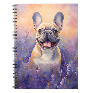 Cuaderno Bulldog francés en el campo Lavender