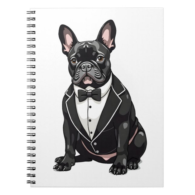 Cuaderno Bulldog francés en Tuxedo (Frente)
