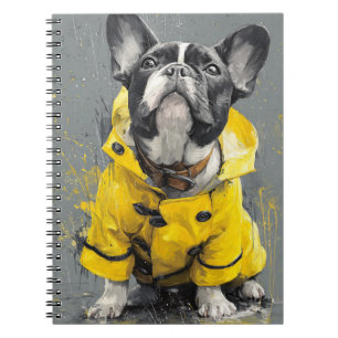 Cuaderno Bulldog francés en un bloc de notas con el abrigo