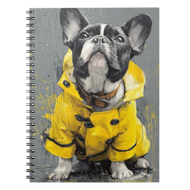 Cuaderno Bulldog francés en un bloc de notas con el abrigo  (Frente)