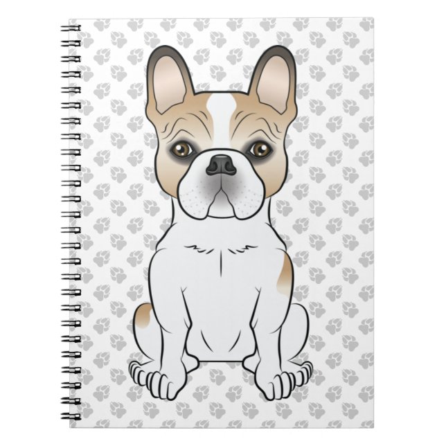 Cuaderno Bulldog francés Fawn Piebald / Perro de caricatura (Frente)