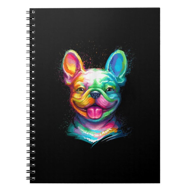 Cuaderno Bulldog francés feliz cara sonriente (Frente)