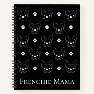 Cuaderno Bulldog francés Frenchie Patrón personalizado negr