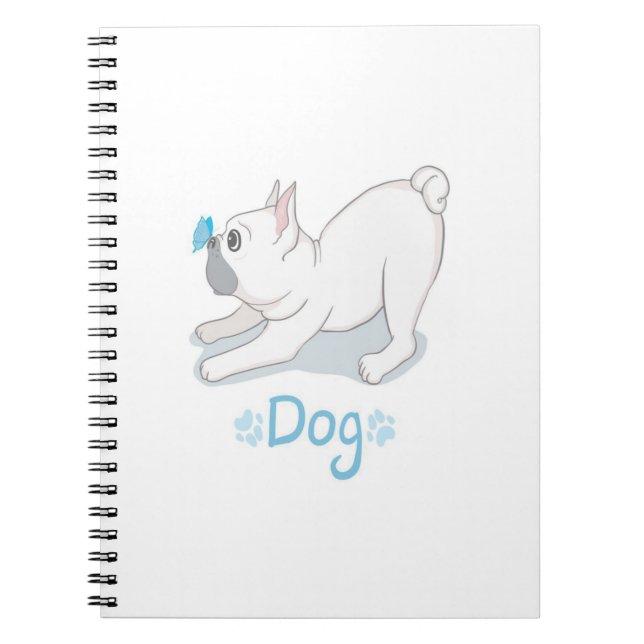 Cuaderno Bulldog francés lindo con mariposa (Frente)