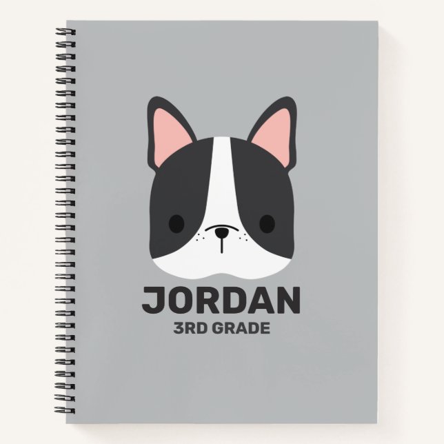 Cuaderno Bulldog Francés Lindo con Nombre Personalizado (Anverso)
