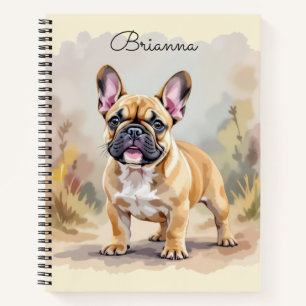 Cuaderno Bulldog Francés Marrón Canela-Colorido Lindo Perro