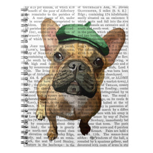Cuaderno Bulldog francés marrón con Gorra verde 2