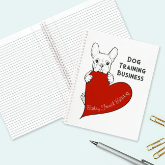 Cuaderno Bulldog francés personalizado con corazón rojo