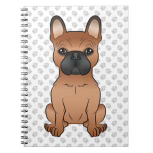 Cuaderno Bulldog Francés Rojo / Perro de Dibujos Animados F