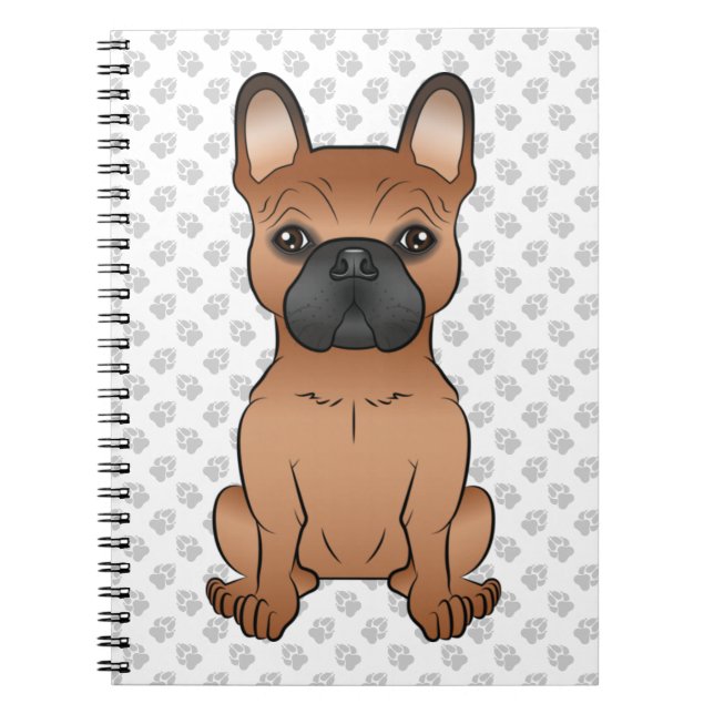 Cuaderno Bulldog Francés Rojo / Perro de Dibujos Animados F (Frente)
