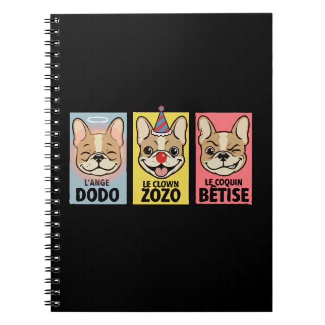 Cuaderno Bulldog Francés Tres Estados de Ánimo  (Frente)