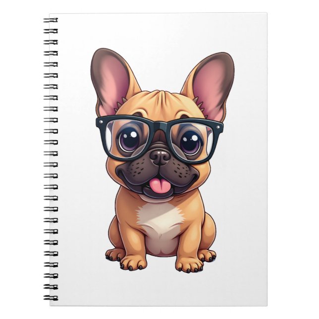 Cuaderno Bulldog francés vistiendo gafas (Frente)