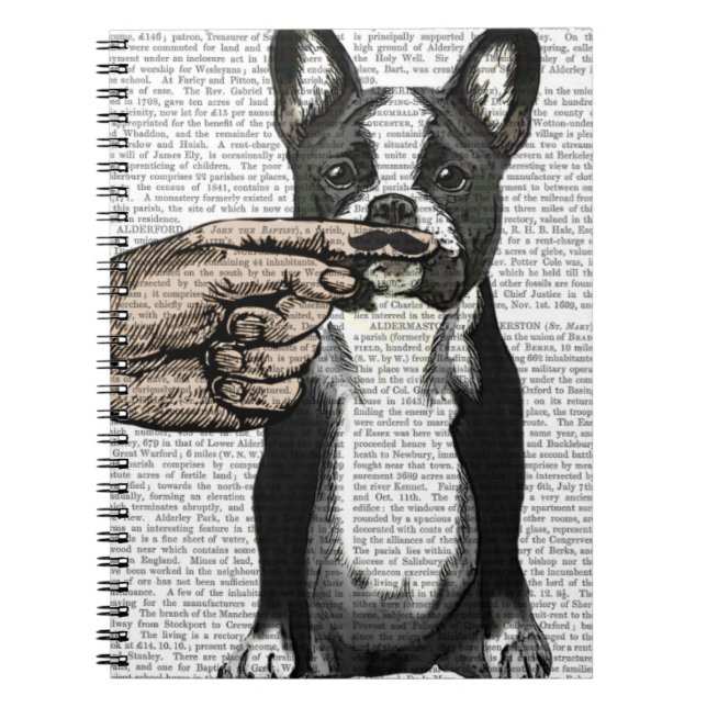 Cuaderno Bulldog francés y bigote de dedo (Frente)