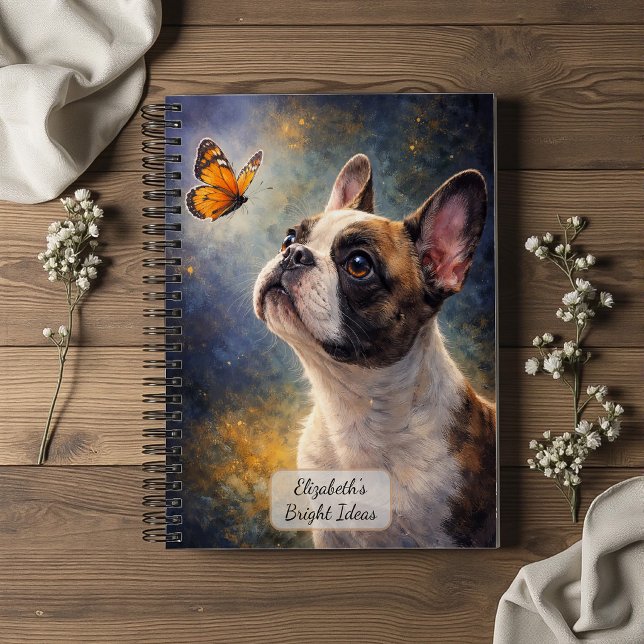 Cuaderno Bulldog Francés y Mariposa Naranja (Subido por el creador)