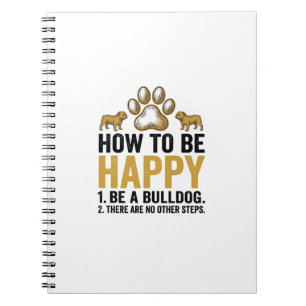 Cuaderno Bulldog Frase Feliz Grabado Vintage Amante Perros