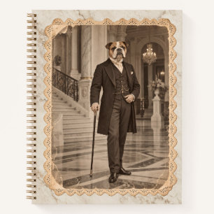Cuaderno Bulldog Inglés Caballero Mármol Marfil Antiguo
