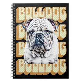 Cuaderno Bulldog inglés con fuente retro