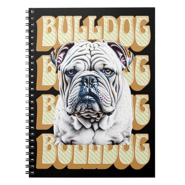 Cuaderno Bulldog inglés con fuente retro (Frente)