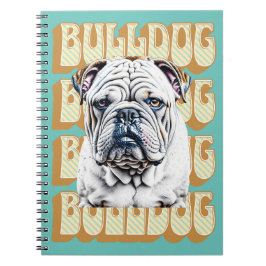 Cuaderno Bulldog inglés con fuente retro