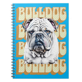 Cuaderno Bulldog inglés con fuente retro
