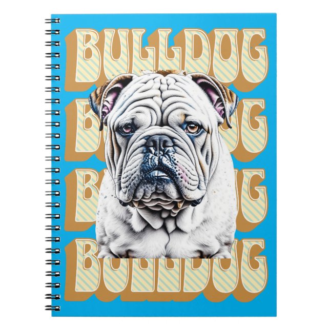 Cuaderno Bulldog inglés con fuente retro (Frente)