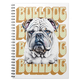 Cuaderno Bulldog inglés con fuente retro