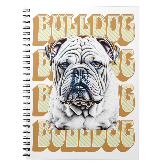 Cuaderno Bulldog inglés con fuente retro (Frente)