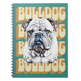 Cuaderno Bulldog inglés con fuente retro