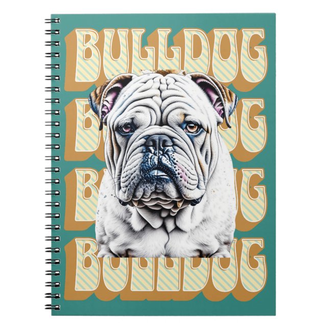 Cuaderno Bulldog inglés con fuente retro (Frente)