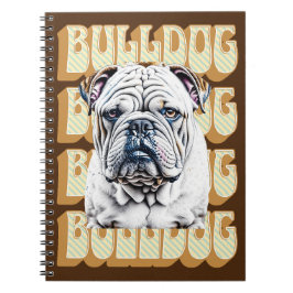 Cuaderno Bulldog inglés con fuente retro