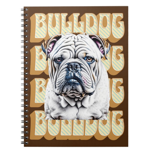 Cuaderno Bulldog inglés con fuente retro (Frente)