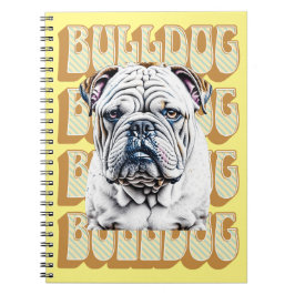 Cuaderno Bulldog inglés con fuente retro