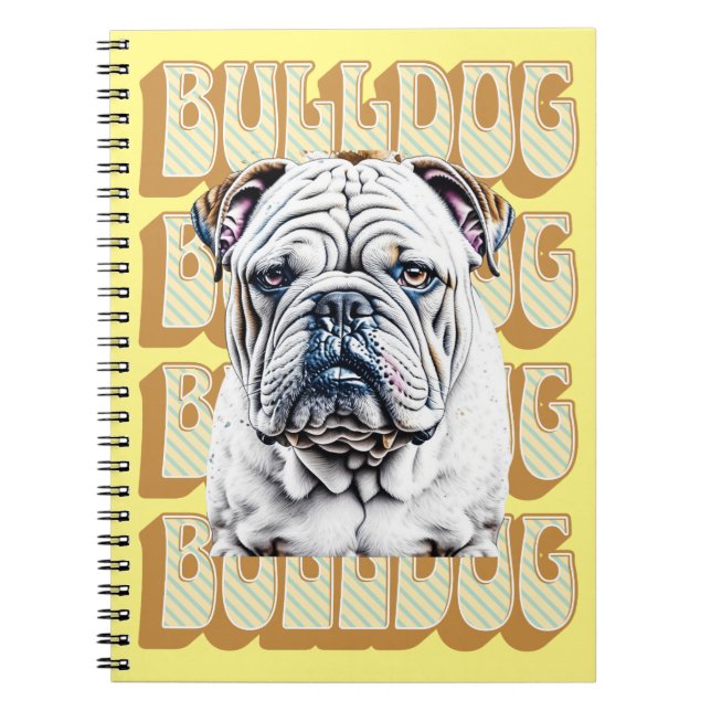 Cuaderno Bulldog inglés con fuente retro (Frente)