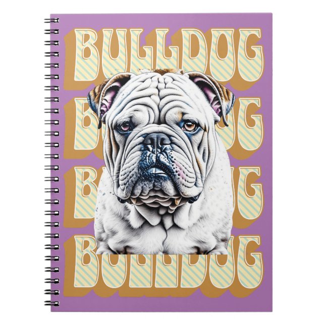 Cuaderno Bulldog inglés con fuente retro (Frente)