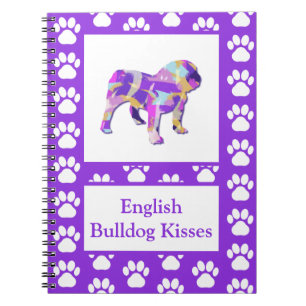 Cuaderno Bulldog inglés Cute Mascota Silhouette Purple PY&B