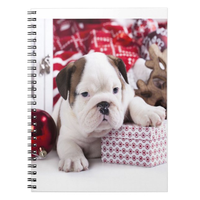Cuaderno Bulldog inglés de cachorro suave | Navidades diver (Frente)