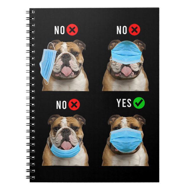 Cuaderno Bulldog inglés Derecha Usar tanque de máscara faci (Frente)