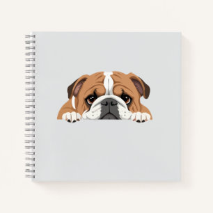 Cuaderno Bulldog inglés Peeking Cute Adorable Gracioso Anim