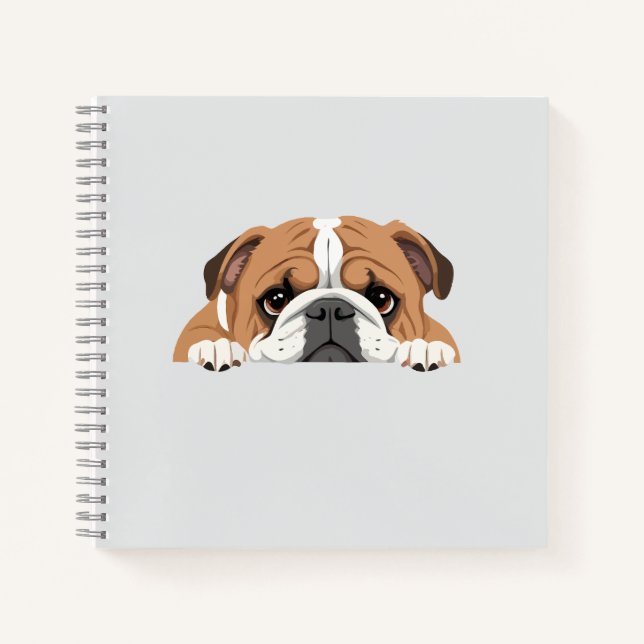 Cuaderno Bulldog inglés Peeking Cute Adorable Gracioso Anim (Anverso)