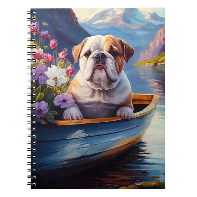 Cuaderno Bulldog inglés sobre un remo: Una aventura escénic (Frente)