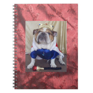 Cuaderno ¡Bulldog inglés vestido como rey, cuaderno!