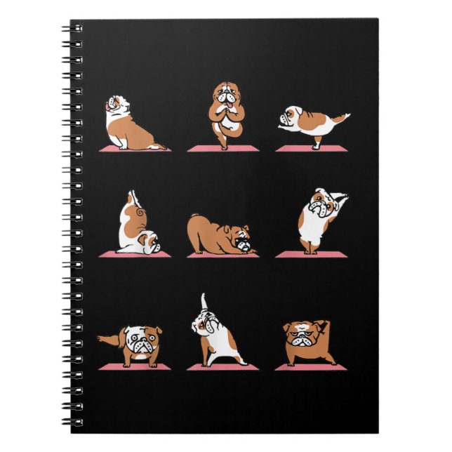 Cuaderno Bulldog inglés Yoga Puppy Yoga Poses y Meditati (Frente)