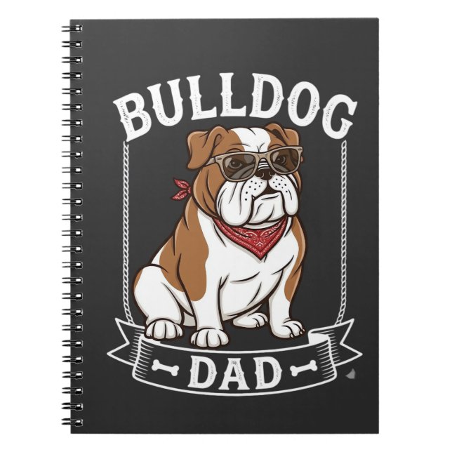 Cuaderno Bulldog Papá Perro Gafas de Sol Bandana (Frente)