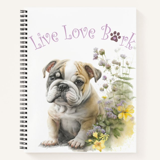 Cuaderno Bulldog Perro Mamá Floral (Anverso)