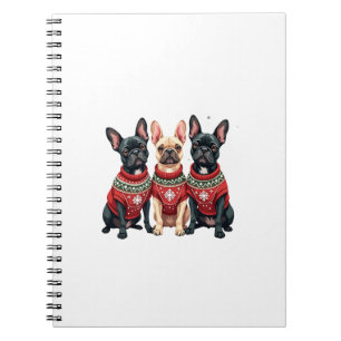 Cuaderno Bulldogs Franceses de Navidad Perro Frenchie de Na