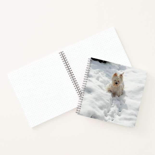 Cuaderno Bullet Journal 8x8 de adorable Westie en  (Interior)
