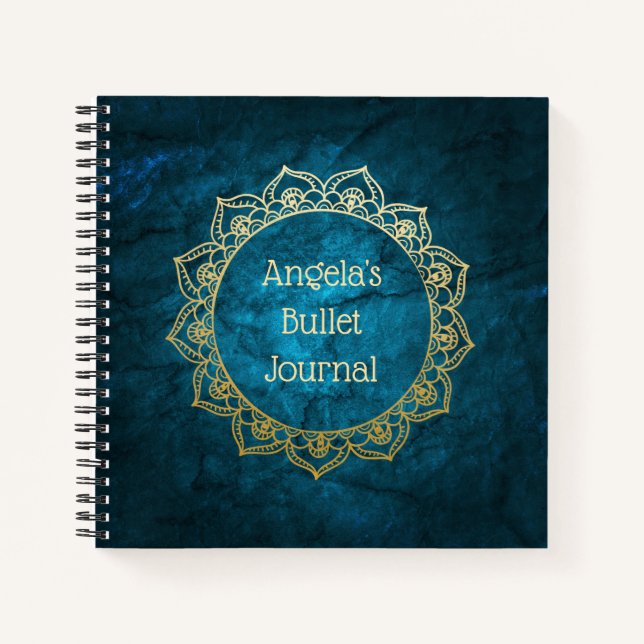 Cuaderno Bullet Journal Gold Mandala personalizado (Anverso)