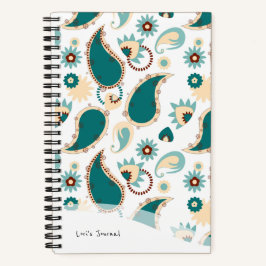 Cuaderno Bullet Journal Verde azulado Boho Paisley